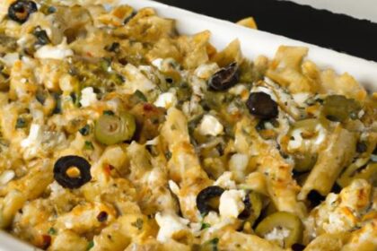 Mediterranean Magic: Greek-Style Pasta Bake with Feta & Olives