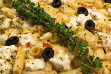 Mediterranean Delight: Greek-Style Pasta Bake with Feta & Olives