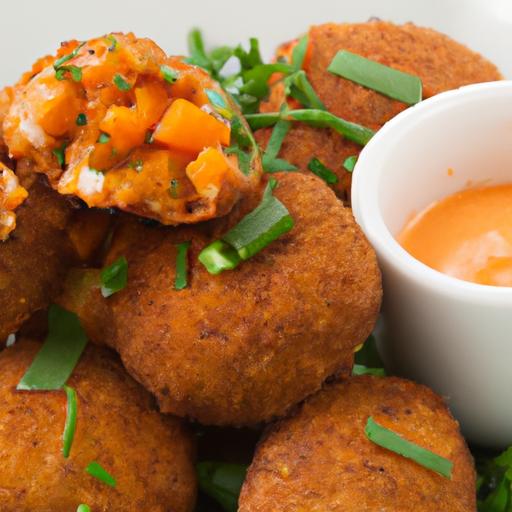 Crispy Sweet Potato Croquettes Paired with Spicy dipping Sauce