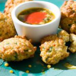 Golden Sweet Corn Fritters Paired with Zesty Chili Lime Dip