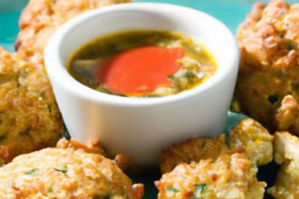 Golden Sweet Corn Fritters Paired with Zesty Chili Lime Dip