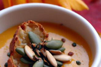 Velvety Pumpkin Soup with Crunchy Roasted Seed Topping