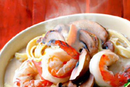 Creamy Mushroom Soup with Shrimp & Noodles: A Savory Delight