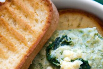 Creamy Spinach & Artichoke Dip Served with Crispy Toast