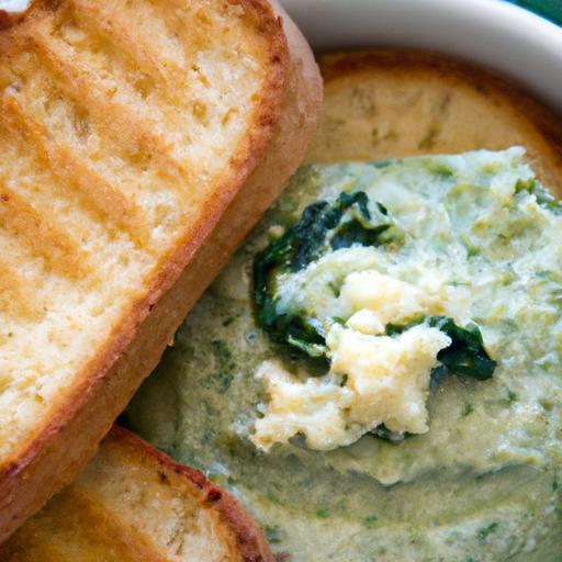 Creamy Spinach & Artichoke Dip Served with Crispy Toast