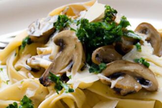 Decadent Fettuccine with Creamy Garlic Mushroom Sauce Delight