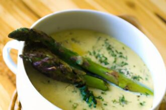 Velvety Asparagus & Potato Soup with a Garlic Twist