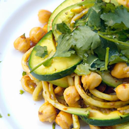 Zucchini Noodles with Creamy Avocado and Chickpea Power
