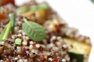 Flavorful Grilled Veggie Quinoa Bowl Drizzled with Tahini