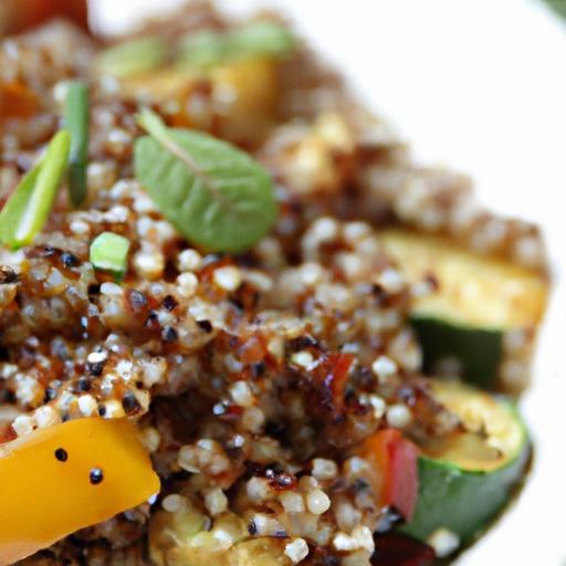Flavorful Grilled Veggie Quinoa Bowl Drizzled with Tahini