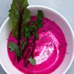 Beetroot Bliss: Creamy Yogurt-Topped Soup Delight