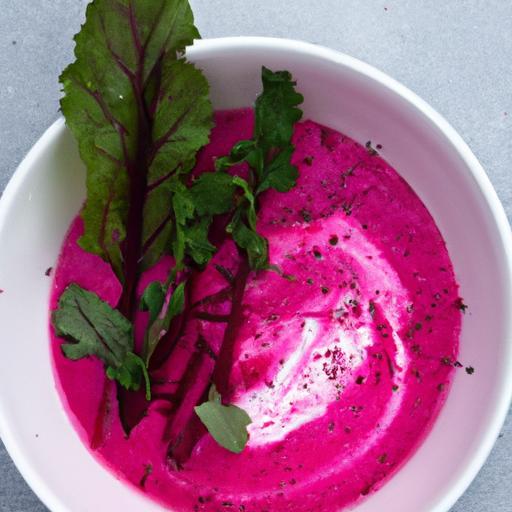 Beetroot Bliss: Creamy Yogurt-Topped Soup Delight