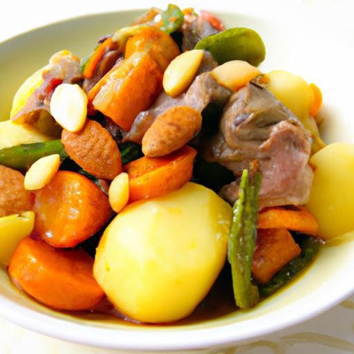 Savory Lamb Stew with Apricots and Crunchy Almonds Delight