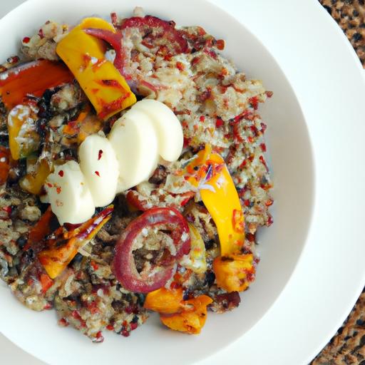 Flavorful Grilled Veggie Quinoa Bowl Drizzled with Tahini