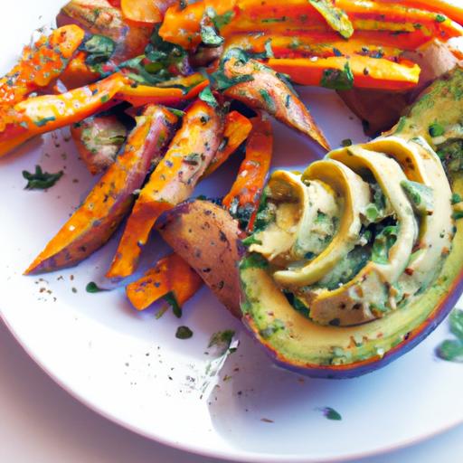 Fiery Roasted Sweet Potatoes with Creamy Avocado Twist