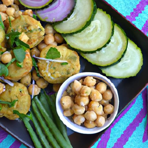 Crispy Chickpea Fritters Paired with Cool ‌Cucumber Raita