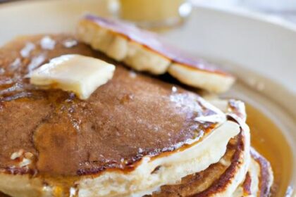 Fluffy Almond Flour Pancakes Drizzled with Maple Syrup Delight