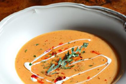 Savory Tomato & Zucchini Soup Infused with Fresh Thyme
