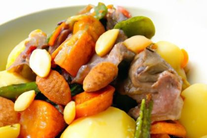 Savory Lamb Stew with Apricots and Crunchy Almonds Delight