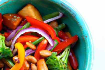 Vibrant Vegan Rainbow Bowl with Veggies & Peanut Dressing