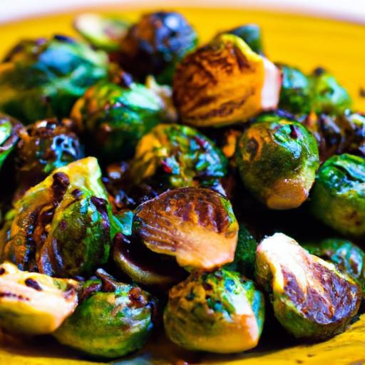 Crispy Roasted Brussels Sprouts Drizzled with Balsamic Glaze