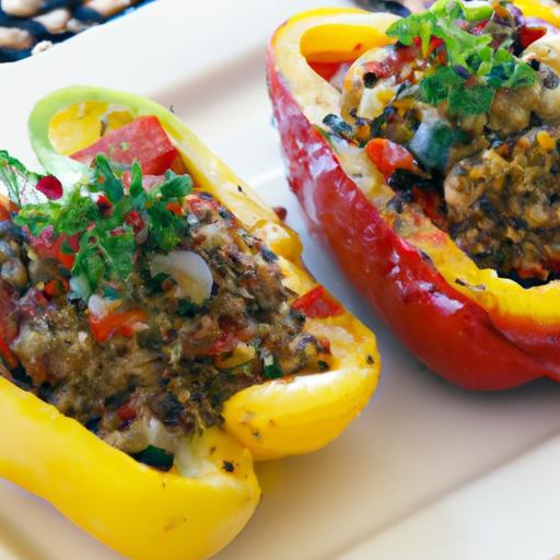 Roasted Bell Peppers Stuffed with Quinoa & Black Beans Delight