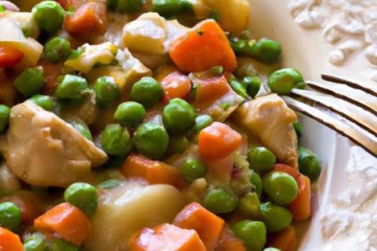 Hearty Chicken Casserole with Carrots and Peas Delight