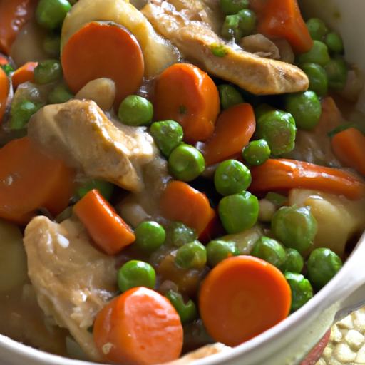 Hearty chicken Casserole with Carrots and Peas Delight