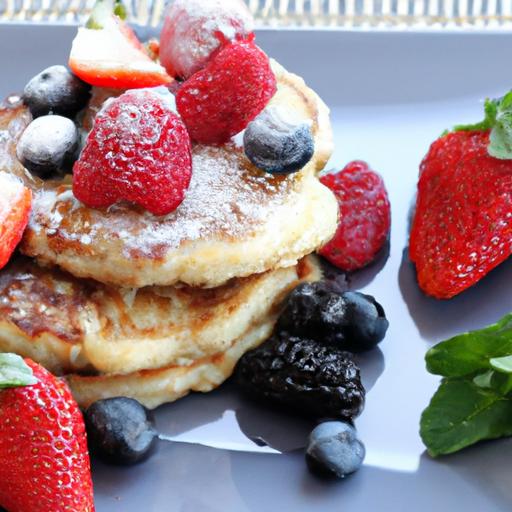 Fluffy Almond Flour Pancakes with Juicy fresh Berries delight