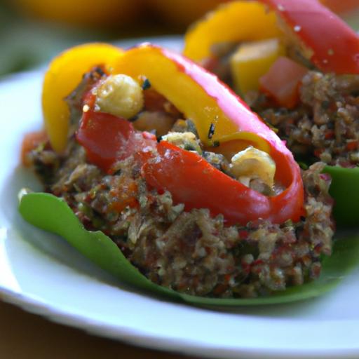 Roasted Bell Peppers Stuffed with Quinoa & Black beans Delight