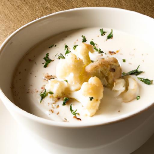 Velvety Cream of Cauliflower Soup Infused with Warm Nutmeg