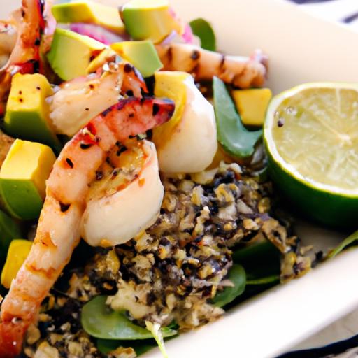 Fresh & Flavorful: Grilled Shrimp Avocado Quinoa Bowl
