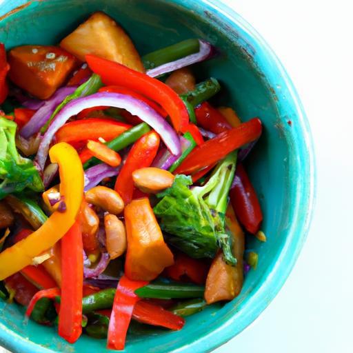 Vibrant Vegan Rainbow Bowl with Veggies & Peanut Dressing