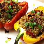 Colorful Roasted Bell Peppers Stuffed with Quinoa & Beans