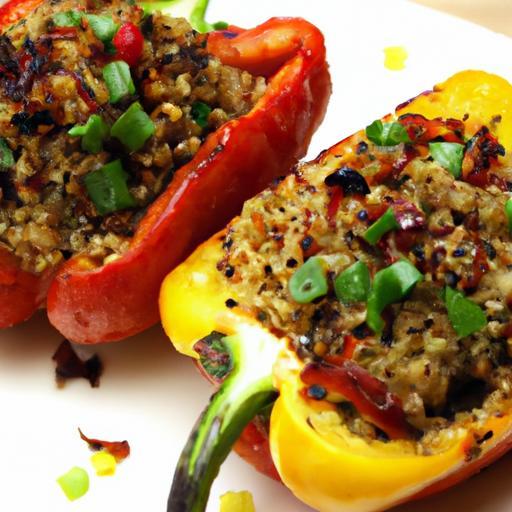 Colorful Roasted Bell Peppers Stuffed with Quinoa & Beans